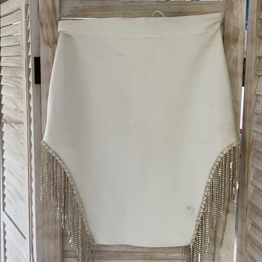 Jewel Fringe Trim Bandage Skirt